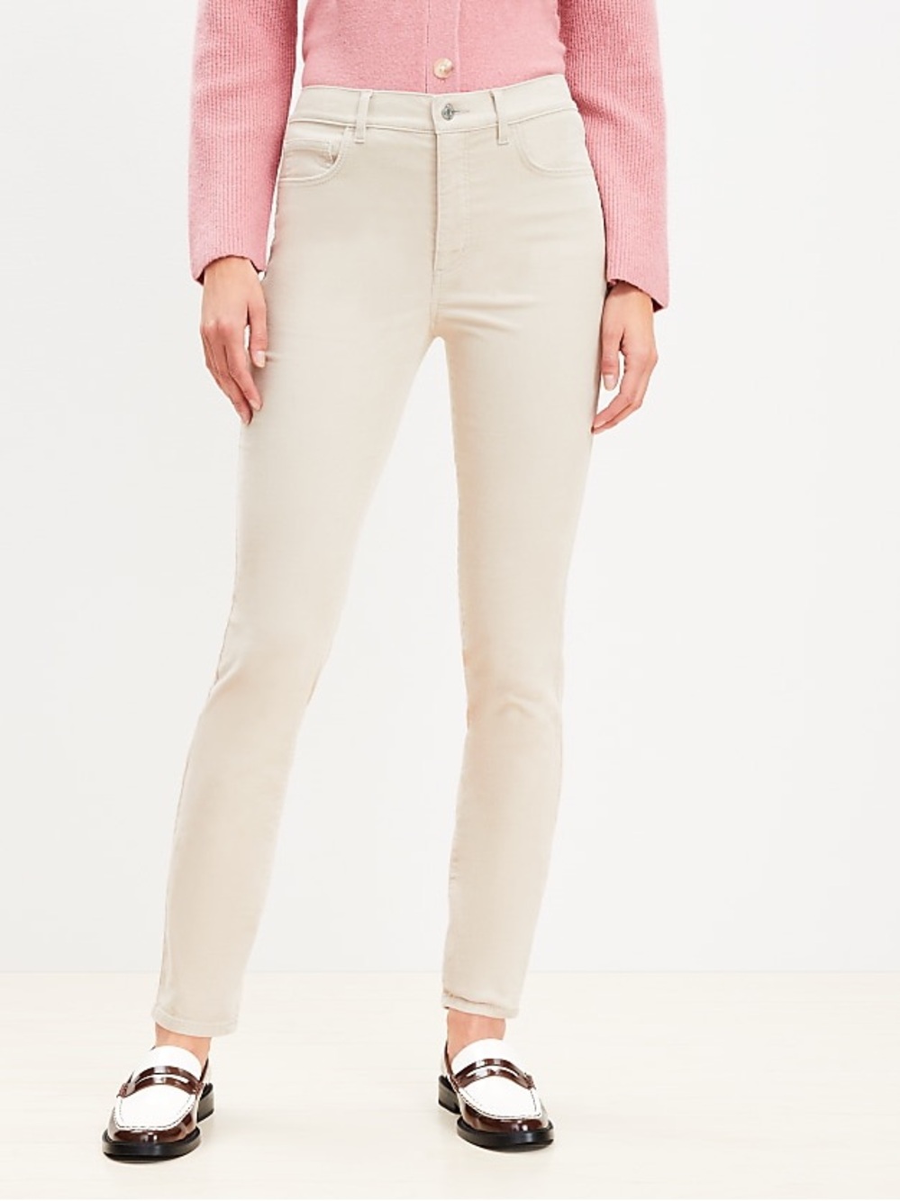 LOFT Skinny High-Rise Jeans in Cream